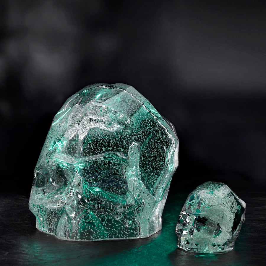 Memento Mori Faceted Skull Luminous Green Large