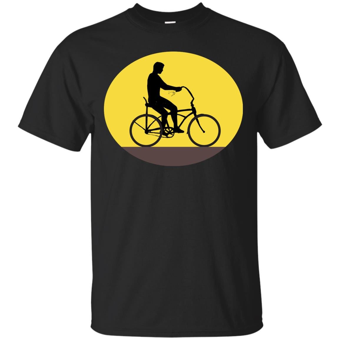 Man Riding Easy Rider Bicycle Silhouette Oval Retro T-shirt