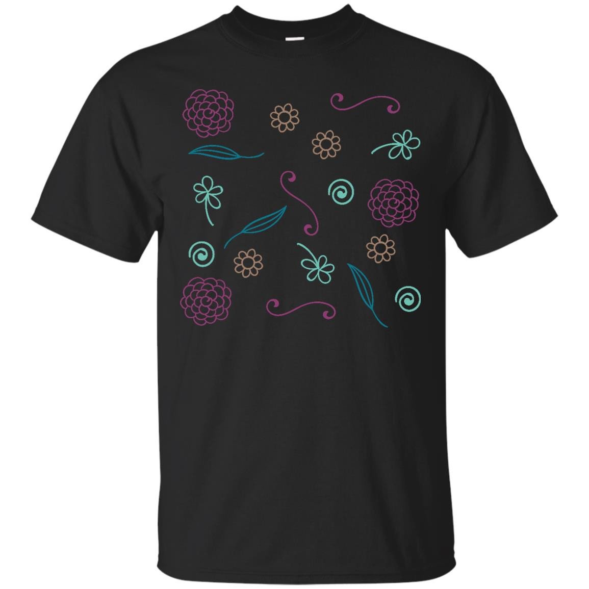 Floral Wine Pattern | Black T-shirt