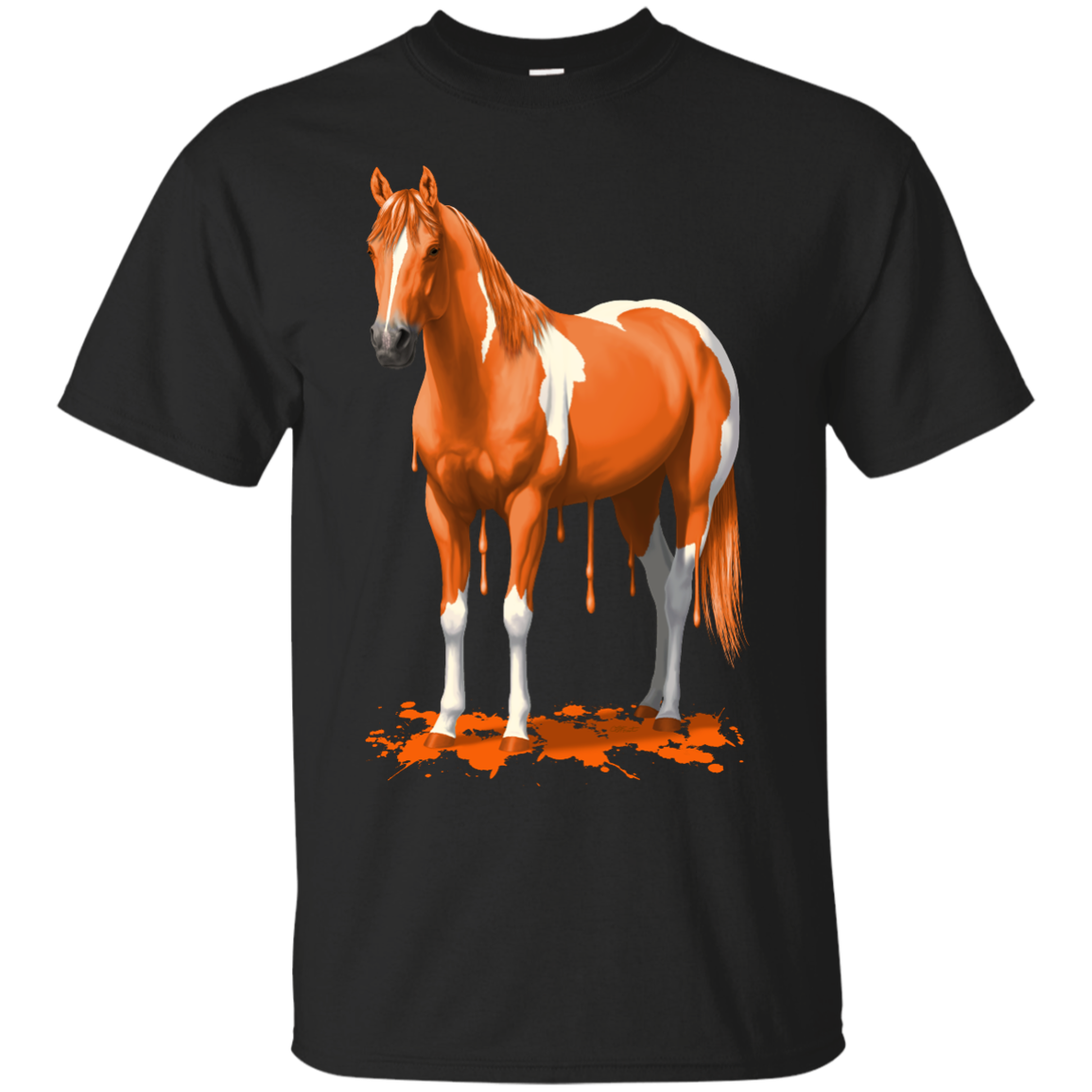 Bright Orange Wet Paint Pinto Horse T-shirt