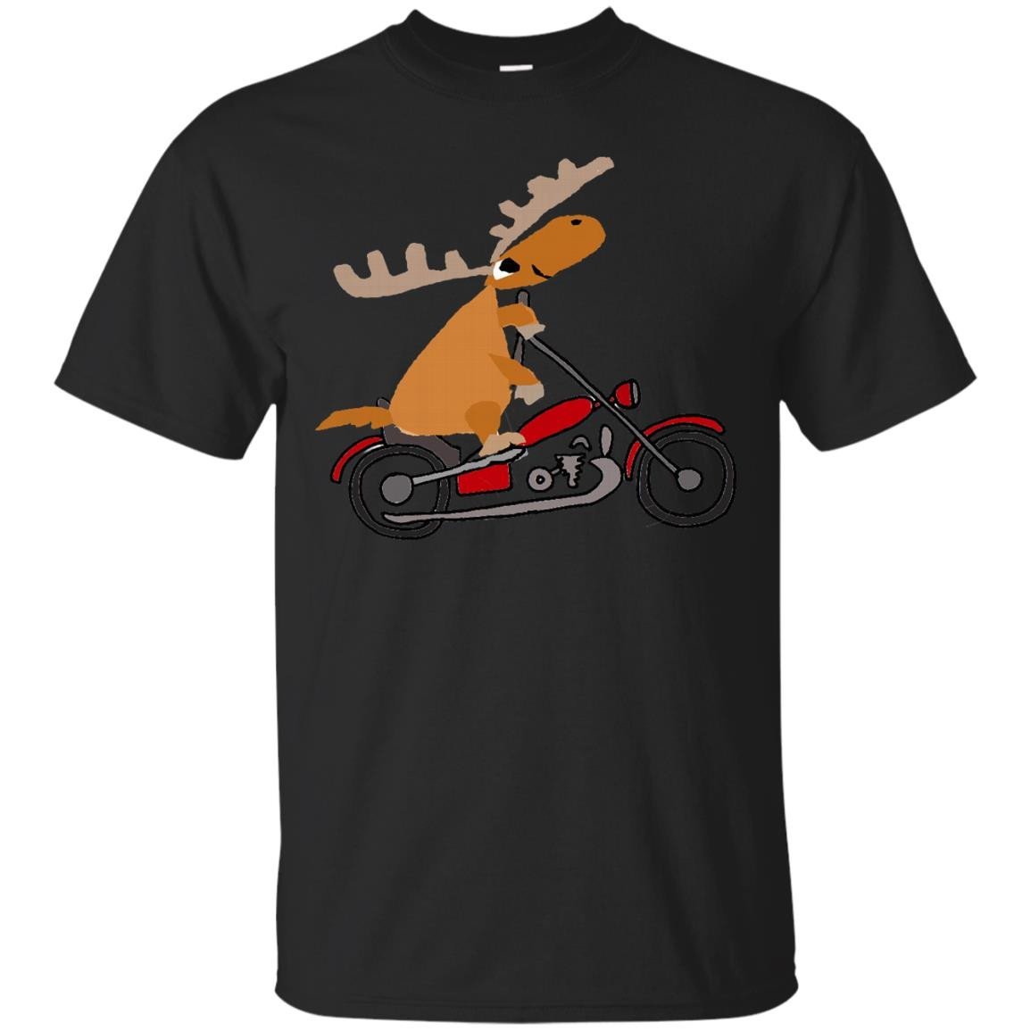 Funny Funky Moose Riding Motorcycle Art T Shirt