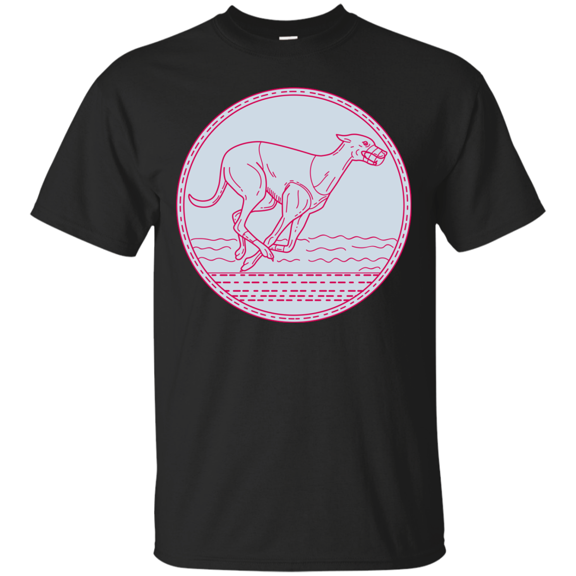 Greyhound Dog Racing Circle Mono Line T-shirt