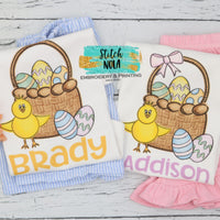 Personalized Easter Basket With Eggs & Chick Printed Shirt