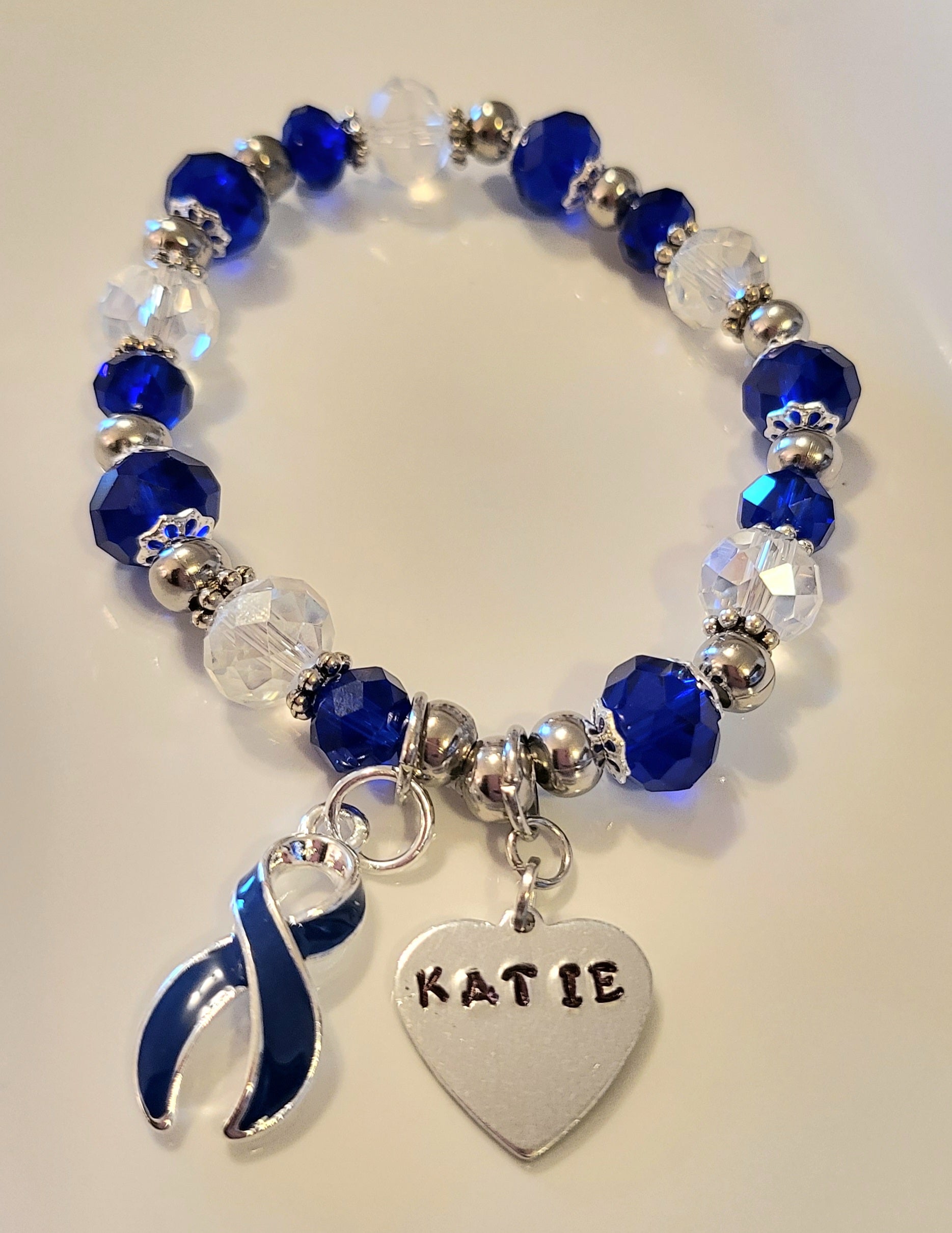 Colon Cancer Blue Ribbon Heart Chunky Charm Bracelets for Colon Cancer  Awareness, Fundraising, Gift Giving Bulk Quantities Available - Etsy