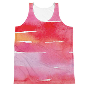 Red Watercolor Stripes | Unisex Tank Top