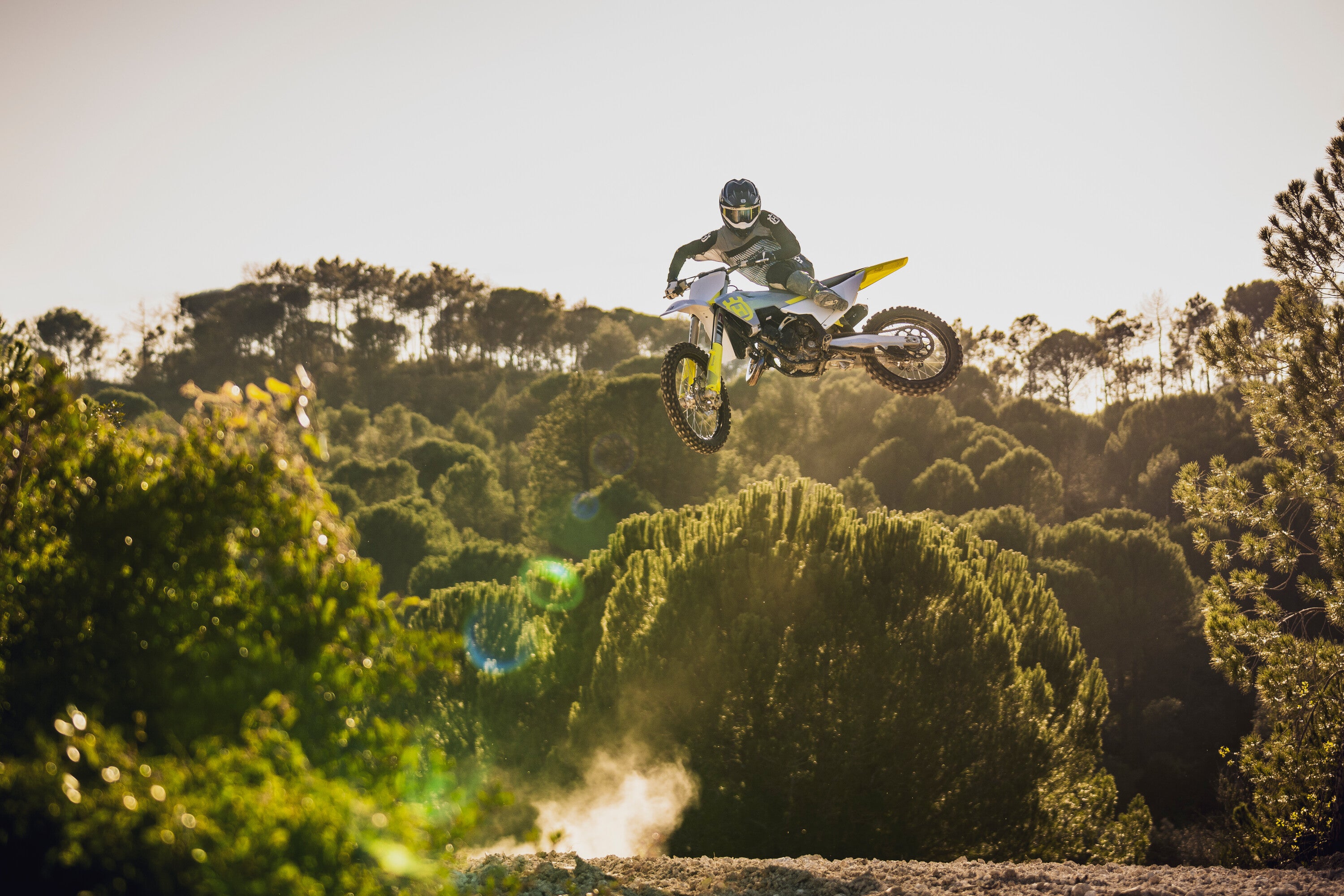 TC 125 Flying Through air during golden hour