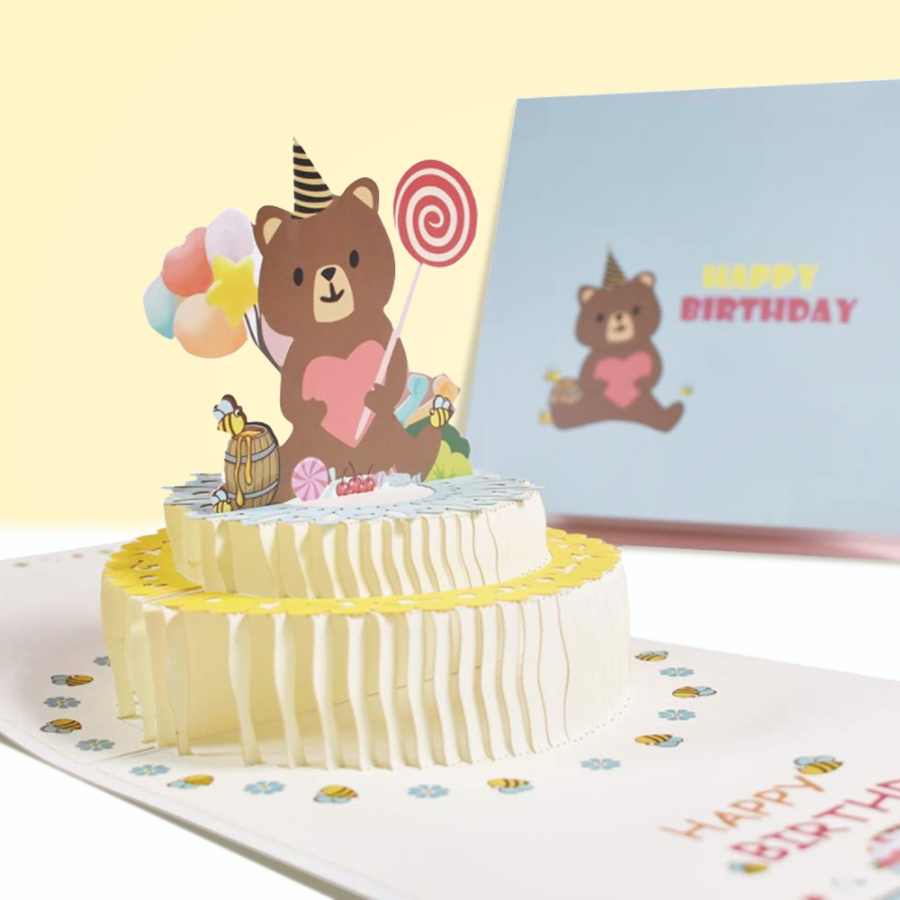 Joyeux Anniversaire Carte Pop Up 3d Papier Dessin Anime Carte De Voeux Visagechaussettes