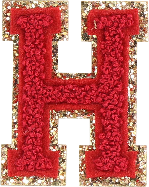 Ruby Glitter Varsity Letter Patches