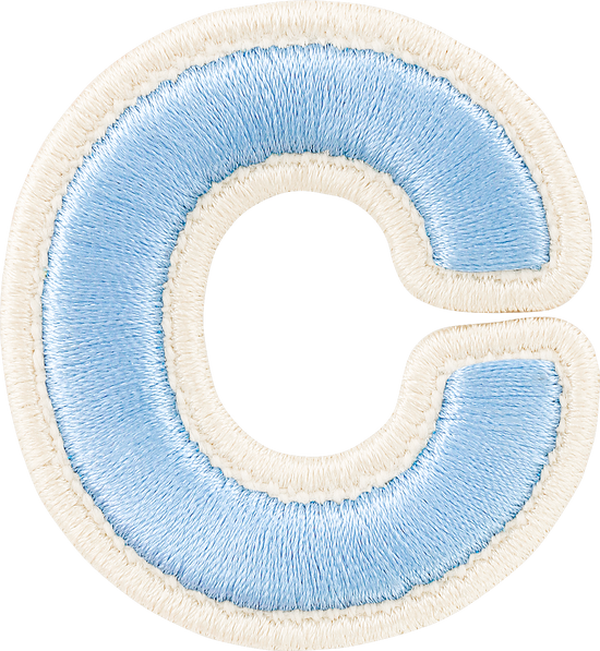 Periwinkle Rolled Embroidery Letter Patches