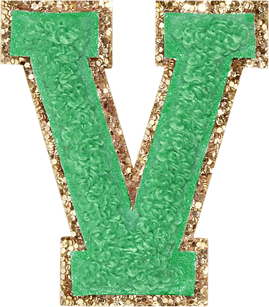 Avocado Glitter Varsity Letter Patches | Stoney Clover Lane Patches