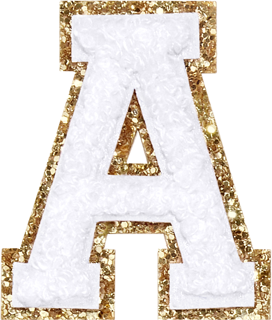 Blanc Glitter Varsity Letter Patch