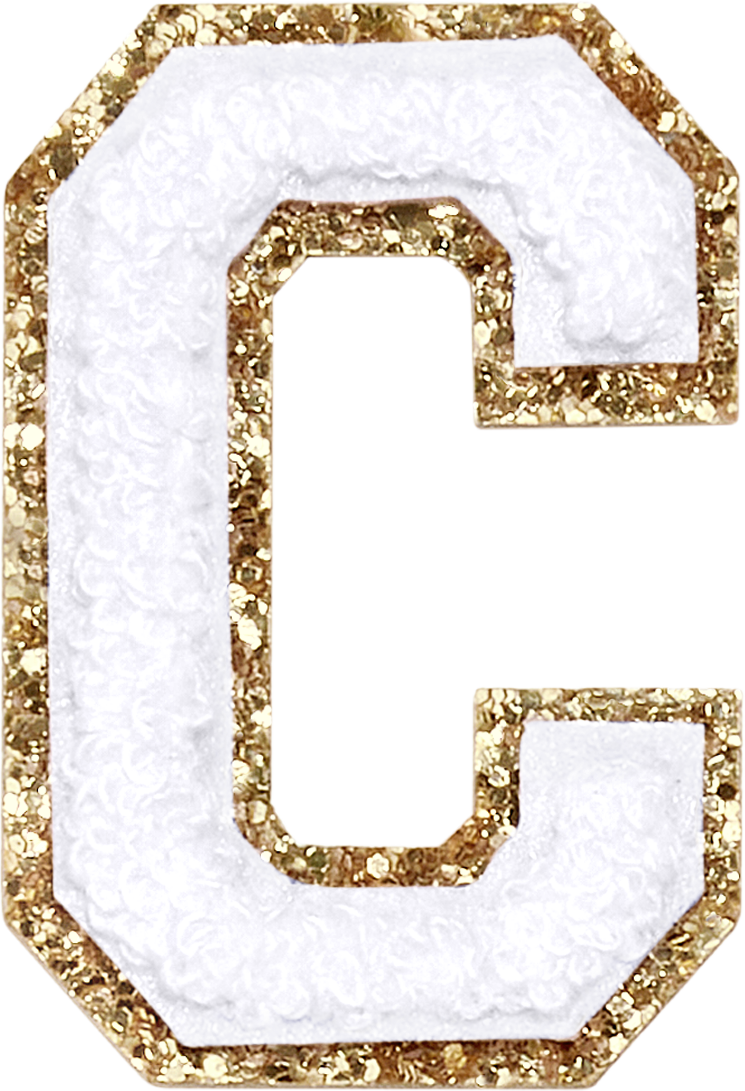 Blanc Glitter Varsity Letter Patch