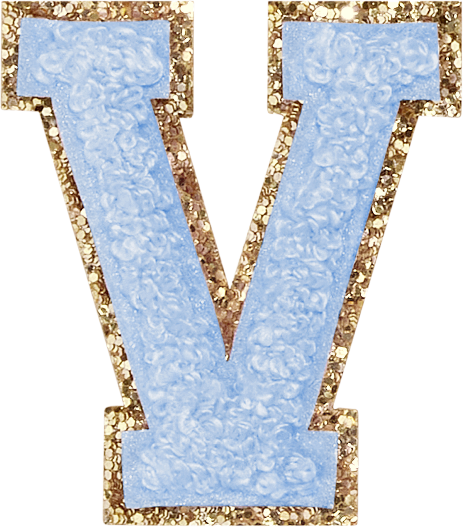 Periwinkle Glitter Varsity Letter Patches | Stoney Clover Lane