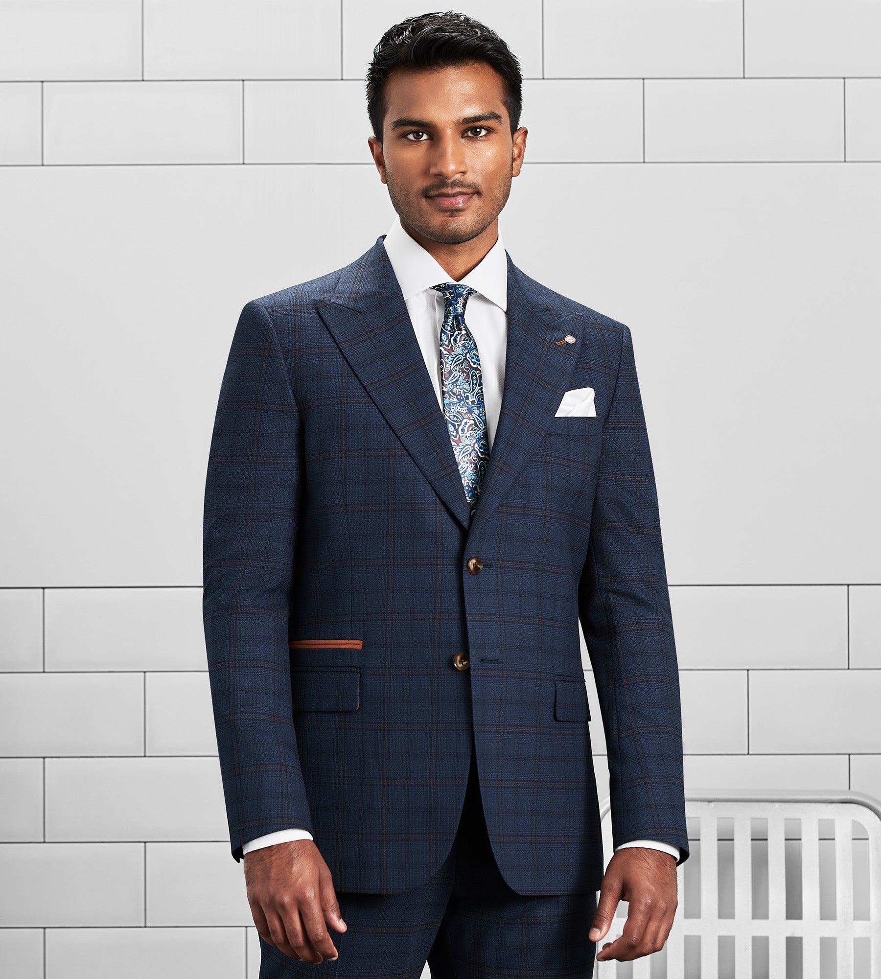 Slim Fit Check Peak Lapel Suit Separate Jacket