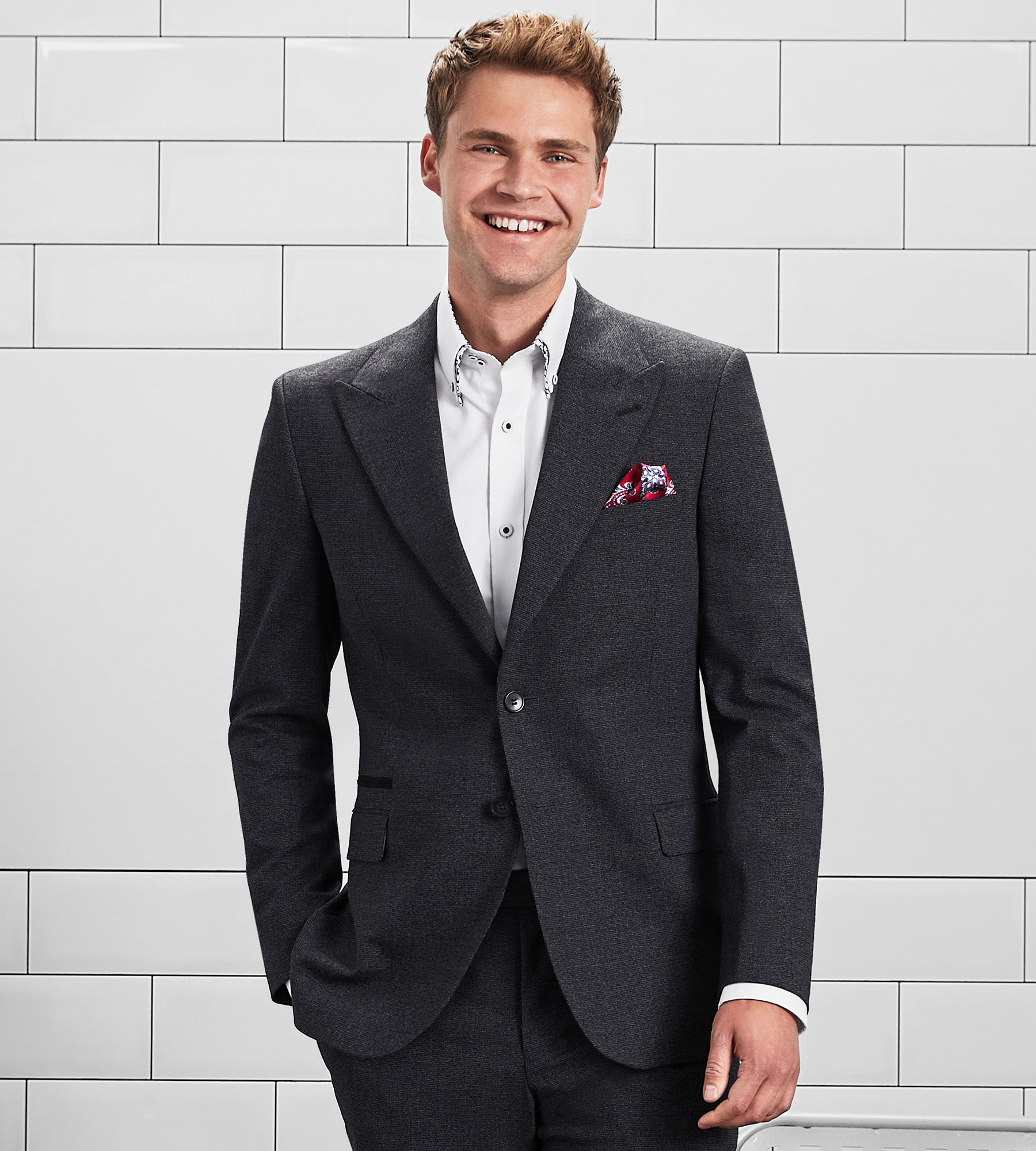 Slim Fit Check Peak Lapel Suit Separate Jacket product