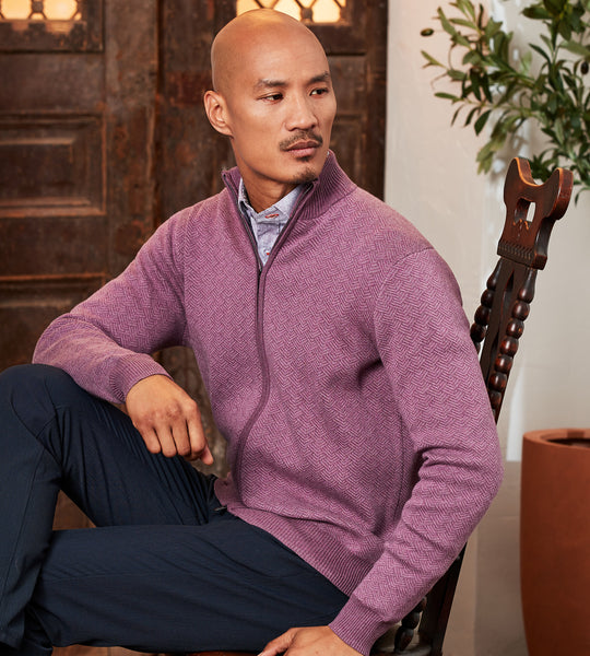 KAPPAHL Redwood Sweater Men's sweater Monck neck 1/4 Button Size L Gray  Knit !!