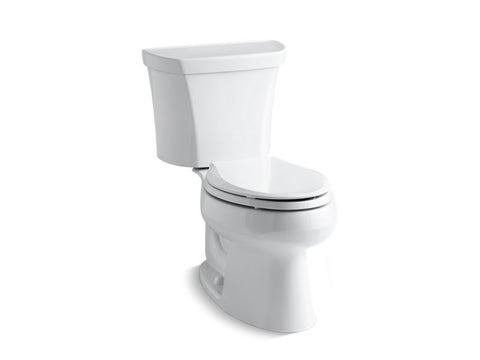 Kohler 3988-RA-0 Wellworth two-piece elongated dual-flush toilet with right-hand trip lever, seat not included