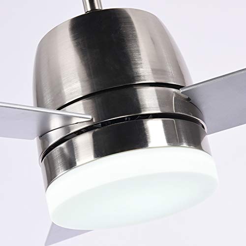 Flush Mount Brushed Nickel 3 Blades Ceiling Fan With Light For