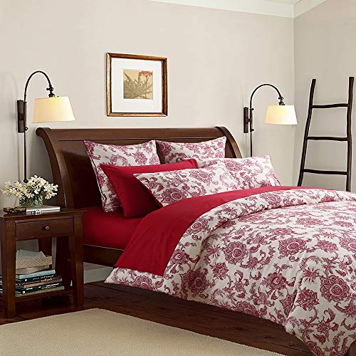 Softta Luxury Red Flower Pattern On White Fresh Floral Bedding