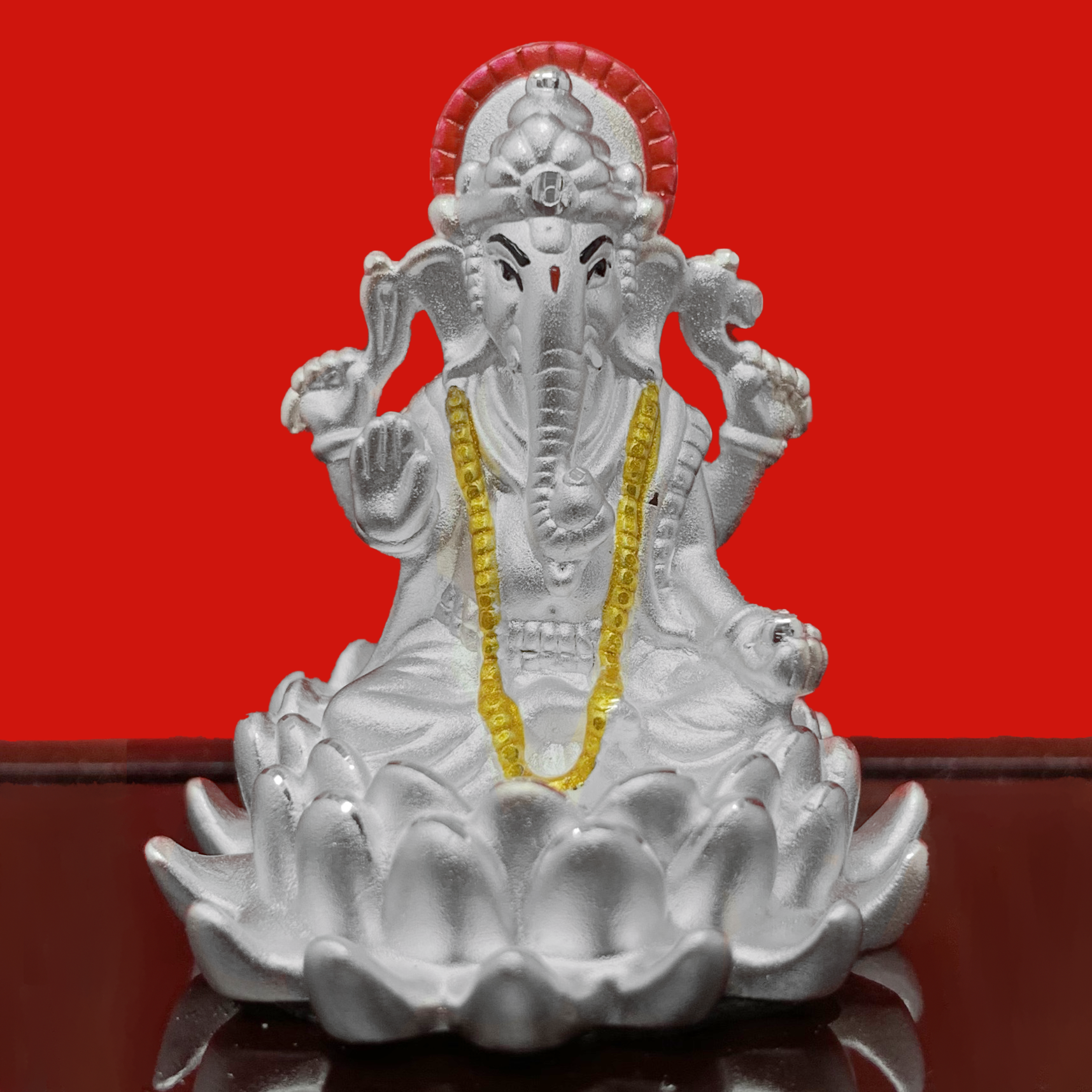 999 Pure Silver Ganesha Idol sitting in Flower – PAAIE