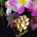 Designer Gold Plated Royal Kundan Beaded Ring (Design 169)