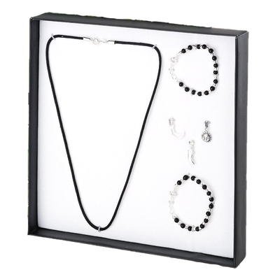 925 Nazariya Gift Set made with Sterling Silver, Black Threads and Beads - PAAIE