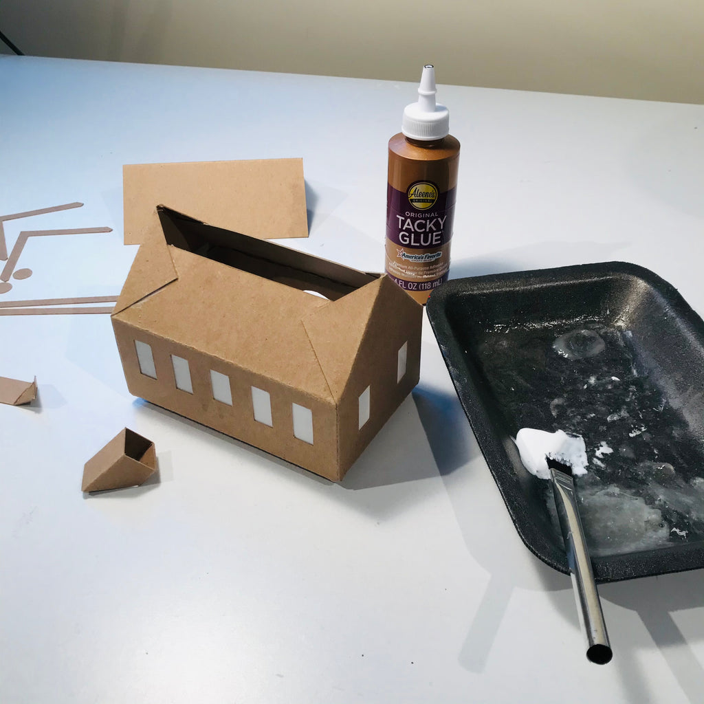 DIY Craft Christmas Putz Glitter House - Coffee Shop - Glue the Walls