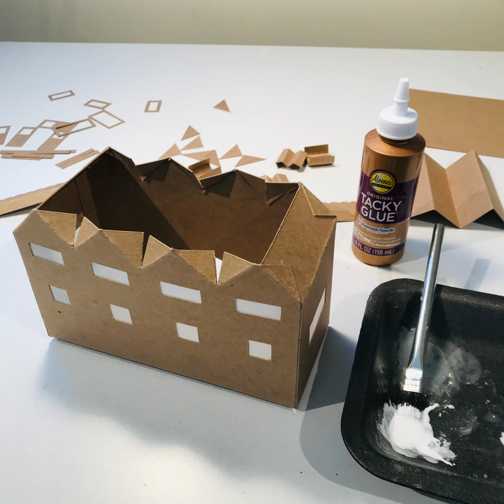 4 DIY Craft Christmas Putz Glitter House - Row Houses - Glue the Walls