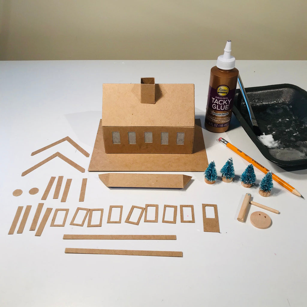 DIY Craft Christmas Putz Glitter House - Coffee Shop - Assembled