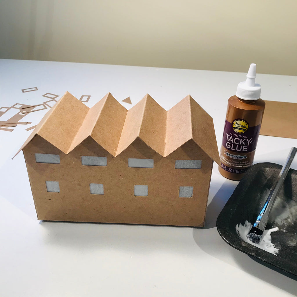 5 DIY Craft Christmas Putz Glitter House - Row Houses - Glue the Roof