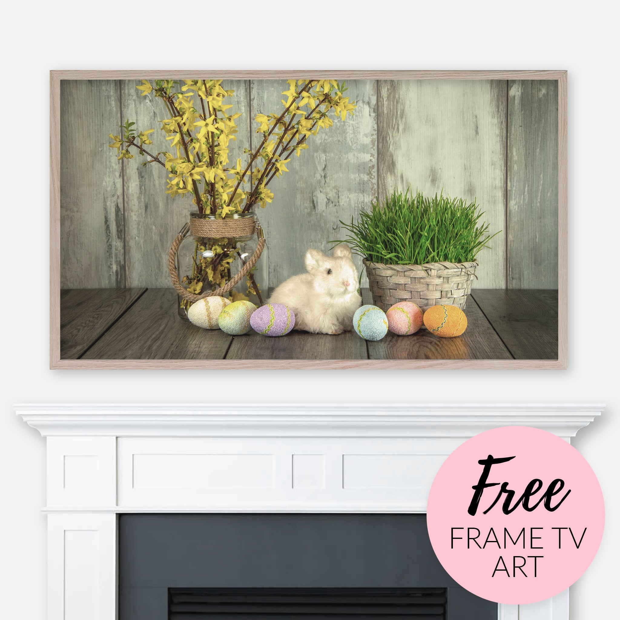 Free Easter Samsung Frame Tv Art Digital Download Cute Bunny Eggs Happy Cat Prints