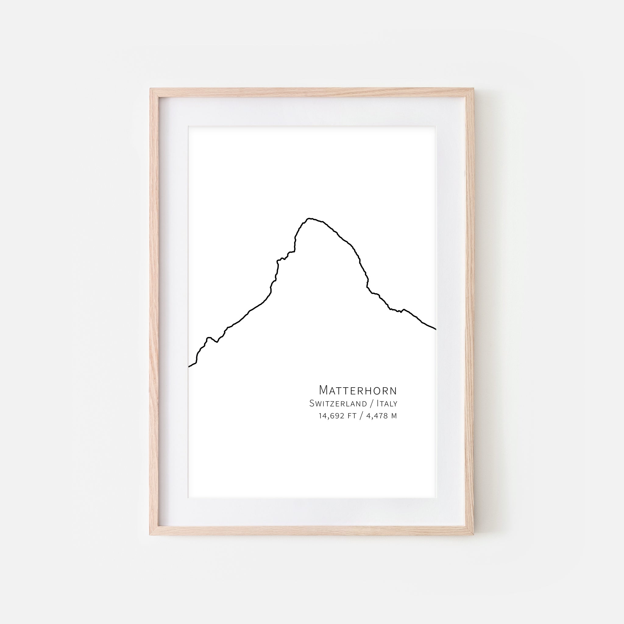 Matterhorn Mountain Wall Print Printable Black White Line Art Happycatprints