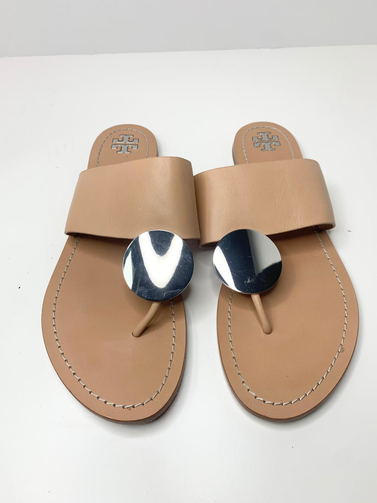Tory Burch Patos Disk Sandal, Nude Size  – MoMosCloset