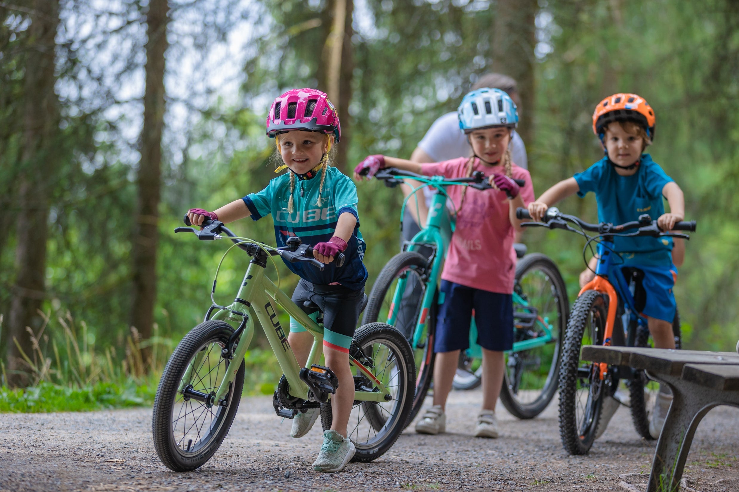 group of children on cube bikes - bike club