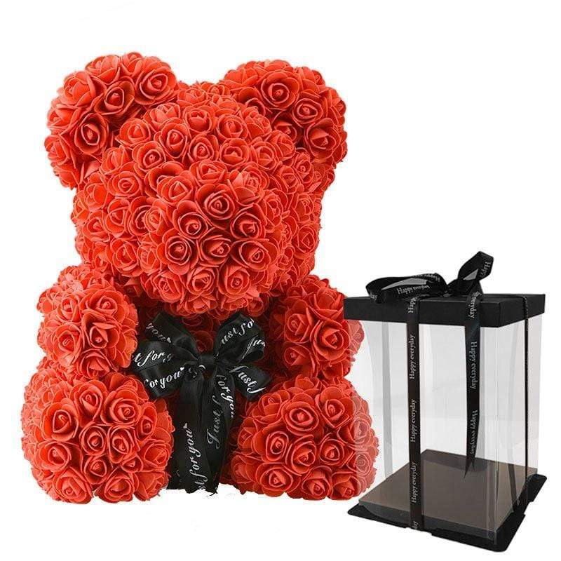 teddy bear made with roses