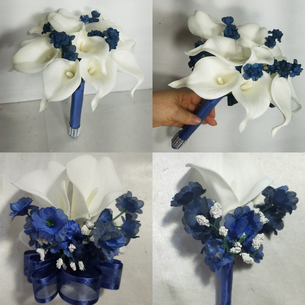 Ivory Navy Blue Calla Lily