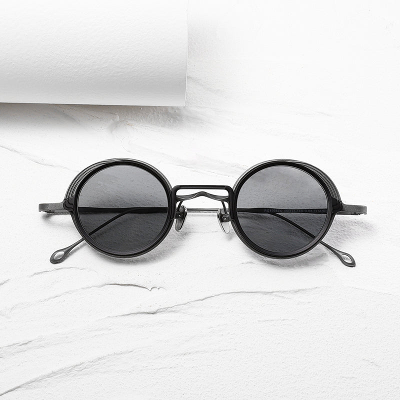 Boell Round Titanium Glasses Frame With Magnetic Sunglasses Clips