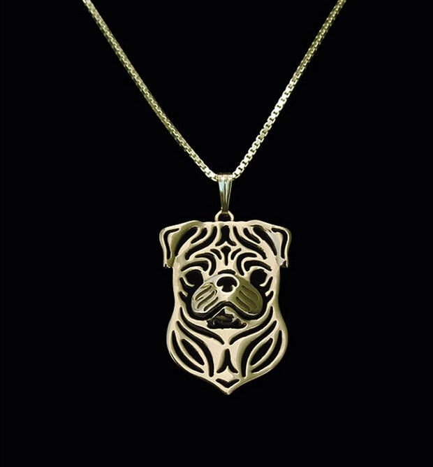 gold pug necklace