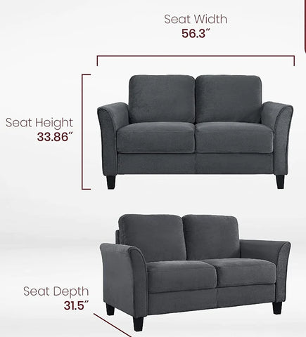 2 Seater Sofa : Dark Grey Fabric Sofa