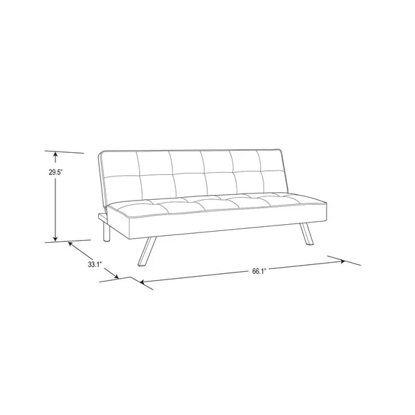 3 Seater Sofa: 66.1" Armless Tufted Convertible Sleeper Futon Sofa