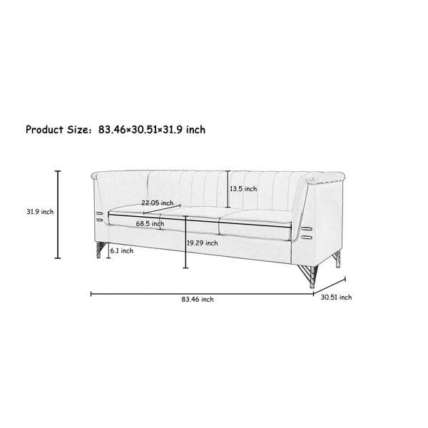 3 Seater Sofa: 83.5'' Upholstered Sofa