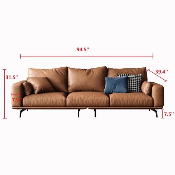 3 Seater Sofa: 94.5'' Vegan Leather Sofa