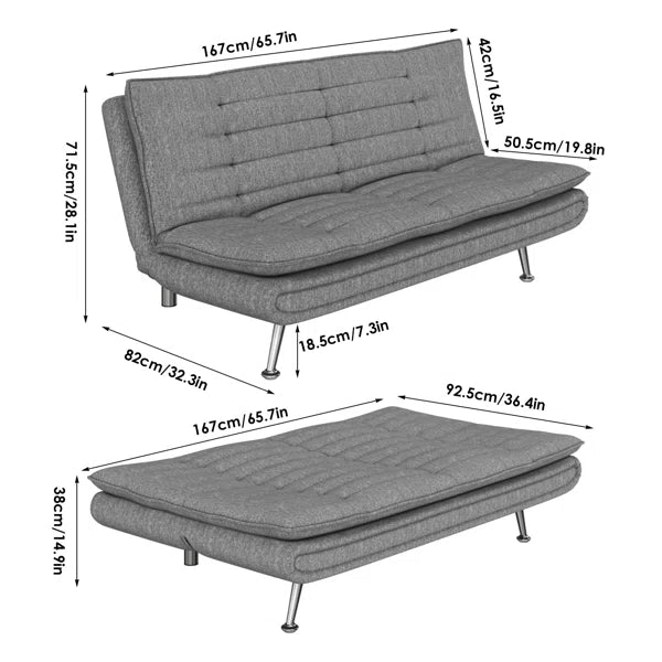 3 Seater Sofa: Aracele 65.7'' Upholstered Sofa Bed