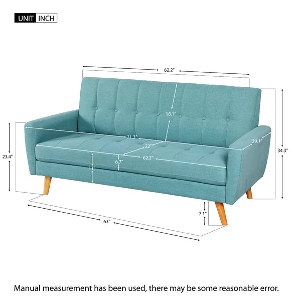 3 Seater Sofa: Buffum 71.3" Recessed Arm Sofa