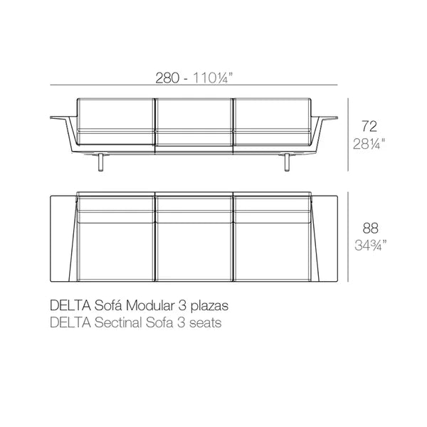 3 Seater Sofa: Delta 110.25'' Upholstered Sofa