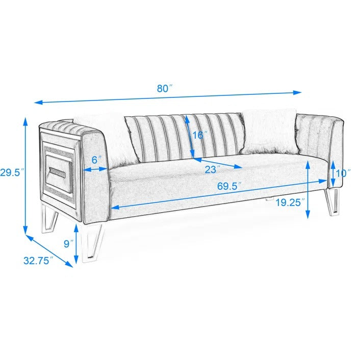 3 Seater Sofa: Fahncke 79.87'' Upholstered Sofa