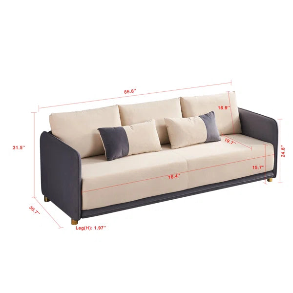 3 Seater Sofa: Hisaan 86'' Upholstered Sofa