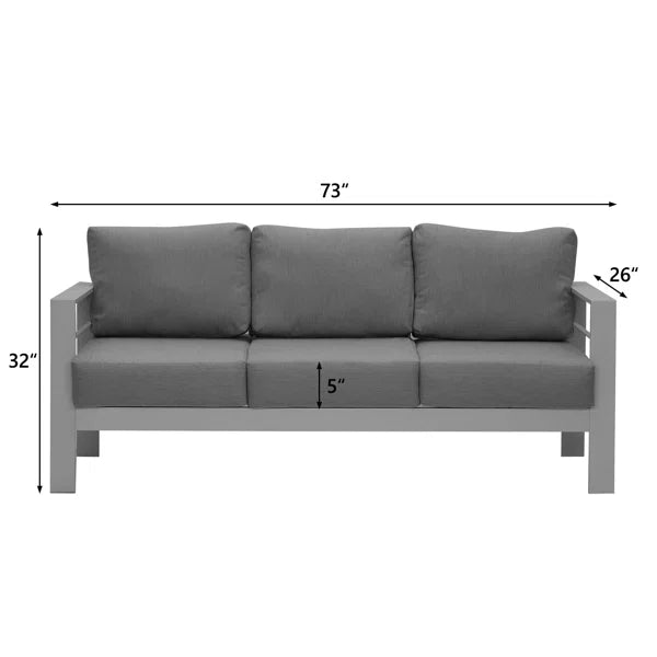 3 Seater Sofa: Jaxon 73'' Metal Outdoor Patio Sofa