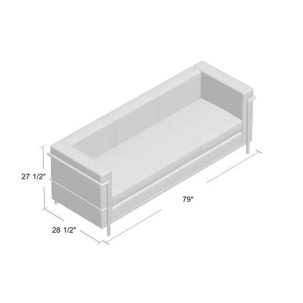 3 Seater Sofa: Orsola Contemporary Leather Soft Sofa with Double Bar Encasing Frame