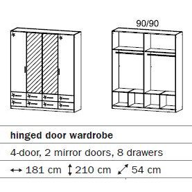 4 Door Wardrobe: Classic 4 Door Manufactured Wood Wardrobe